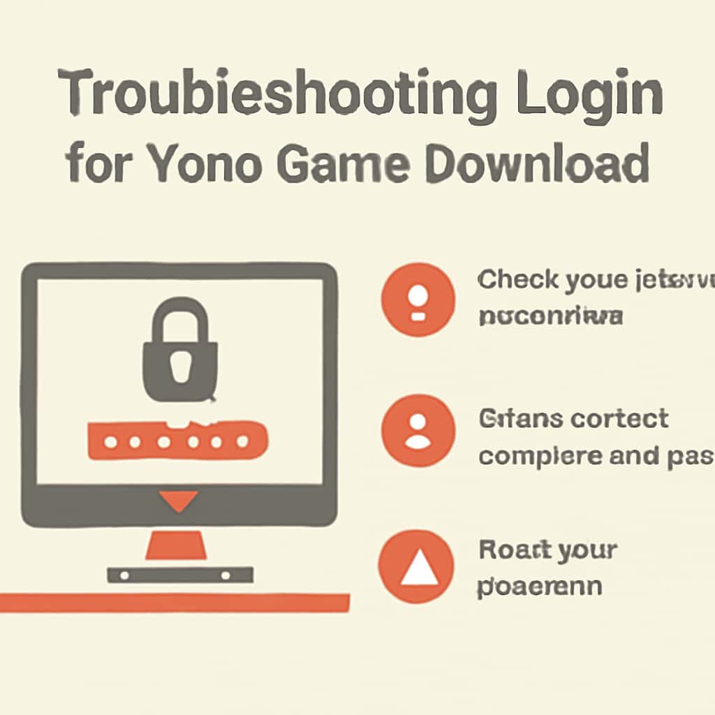 Illustration depicting common login issues and solutions for Yono Game Download.