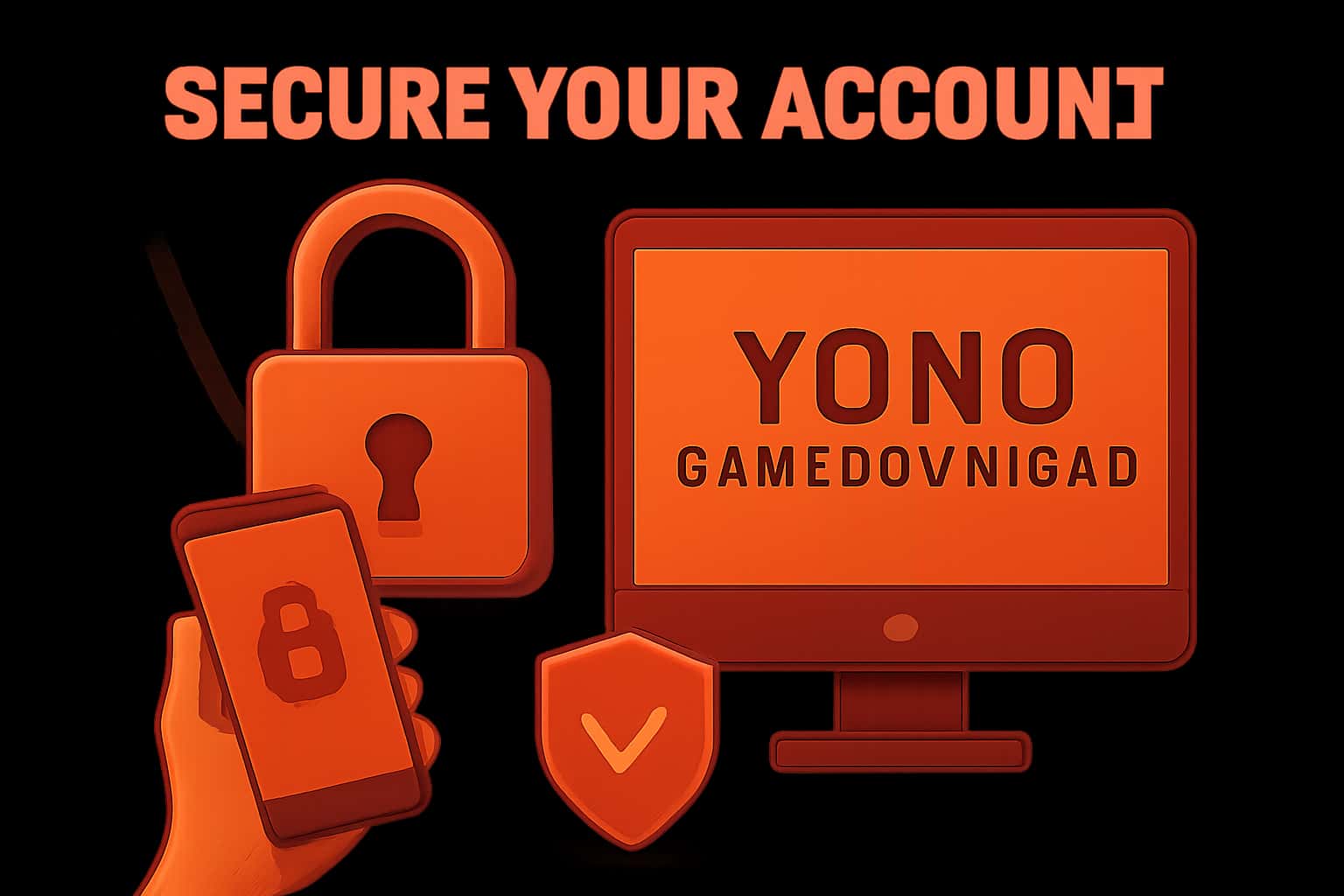 An illustration focused on account security measures for Yono Game Download.