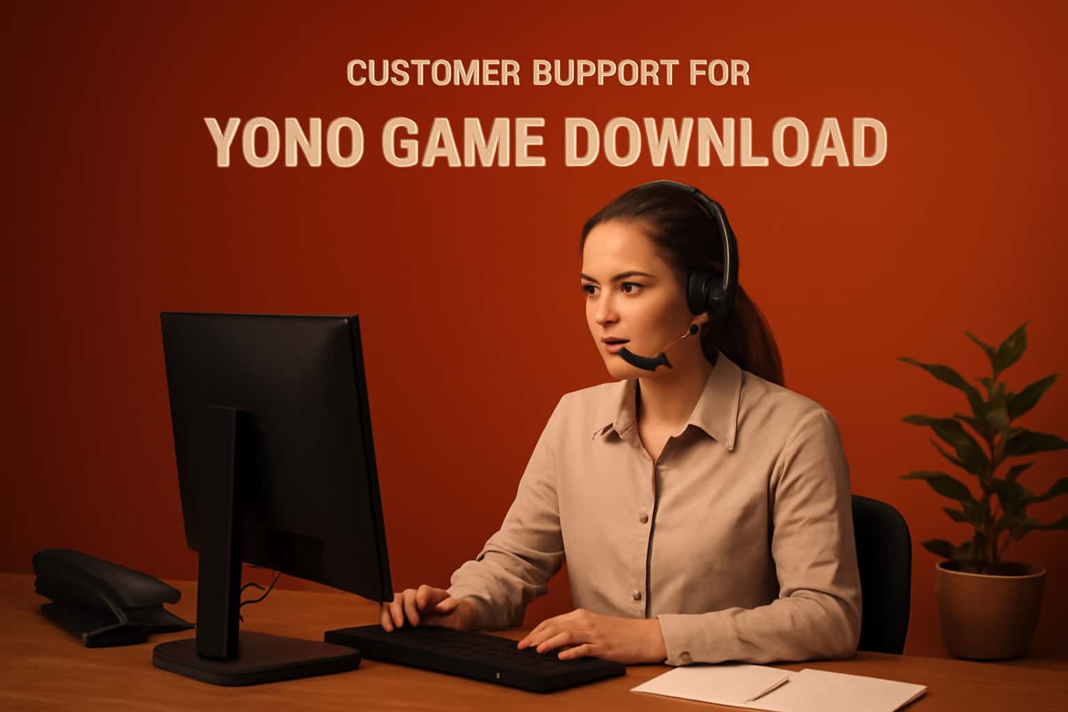 A visual representation of customer support for Yono Game Download, showcasing support themes and a modern aesthetic.