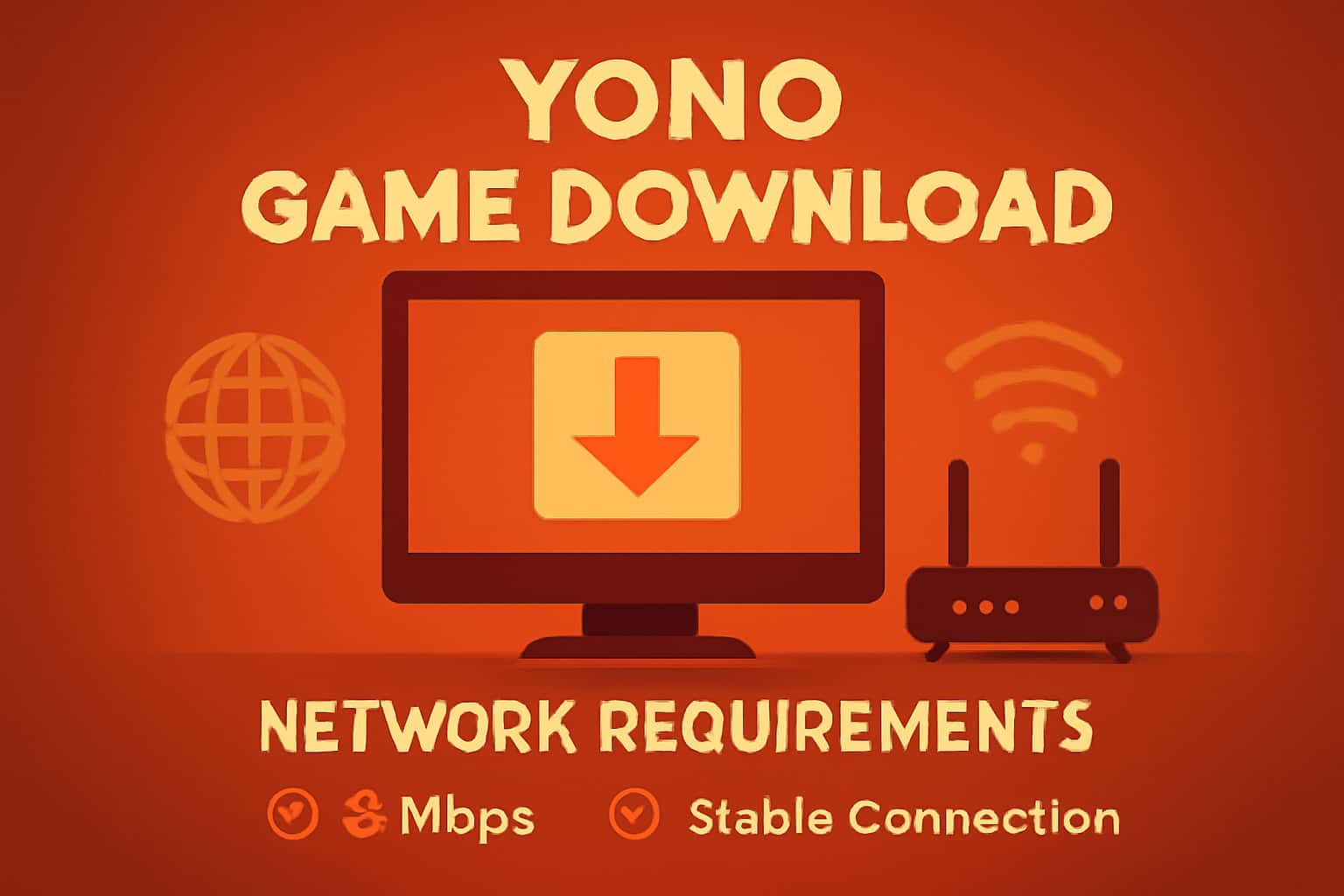 An informational graphic detailing network requirements for Yono Game Download.