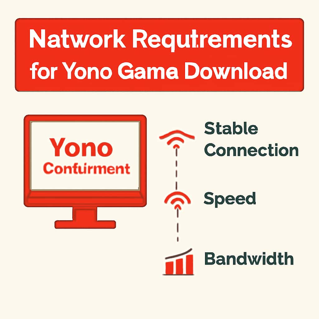 An educational diagram on network requirements for Yono Game Download.